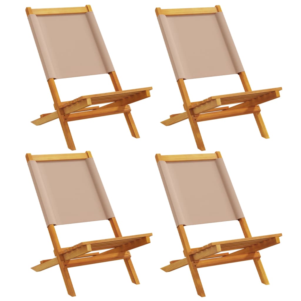 Chaises de jardin pliantes lot de 4 taupe tissu et bois massif