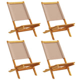 Chaises de jardin pliantes lot de 4 taupe tissu et bois massif