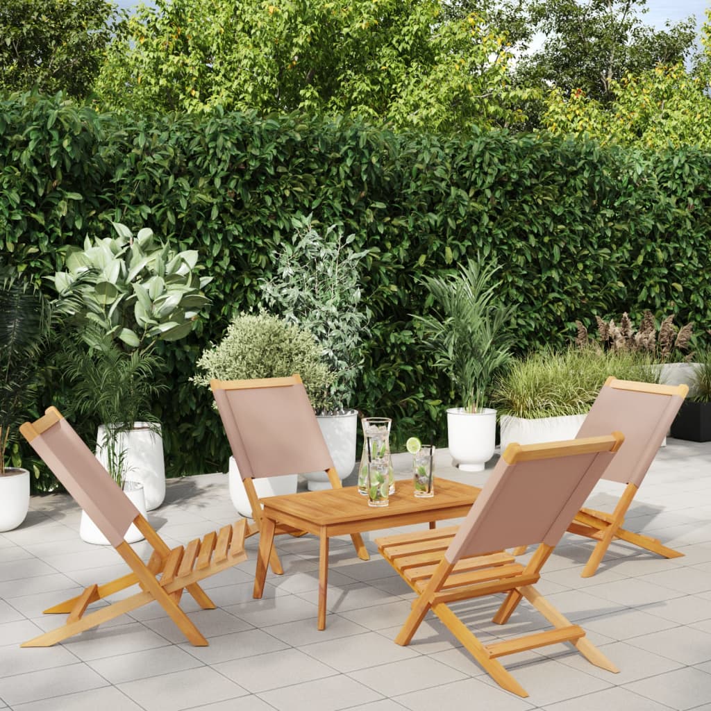 Chaises de jardin pliantes lot de 4 taupe tissu et bois massif