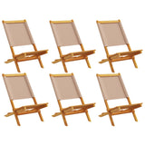 Chaises de jardin pliantes lot de 6 taupe tissu et bois massif