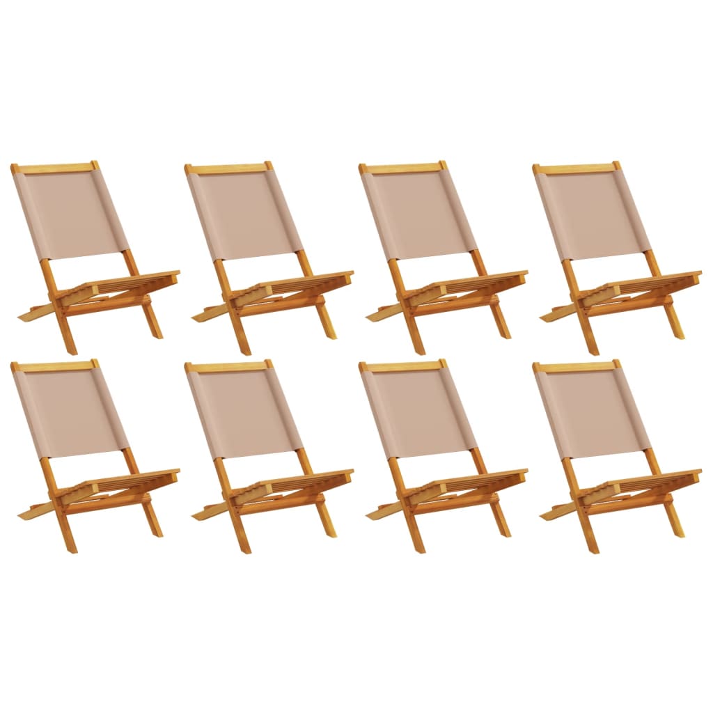 Chaises de jardin pliantes lot de 8 taupe tissu et bois massif