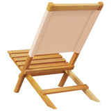 Chaises de jardin pliantes lot de 4 beige tissu et bois massif