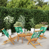 Chaises de jardin pliantes lot de 4 vert tissu et bois massif