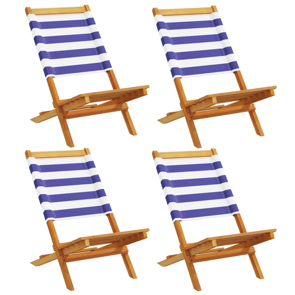 Chaises de jardin pliantes lot de 4 tissu et bois massif