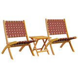 Chaises pliables de jardin lot de 2 et table rouge bois massif