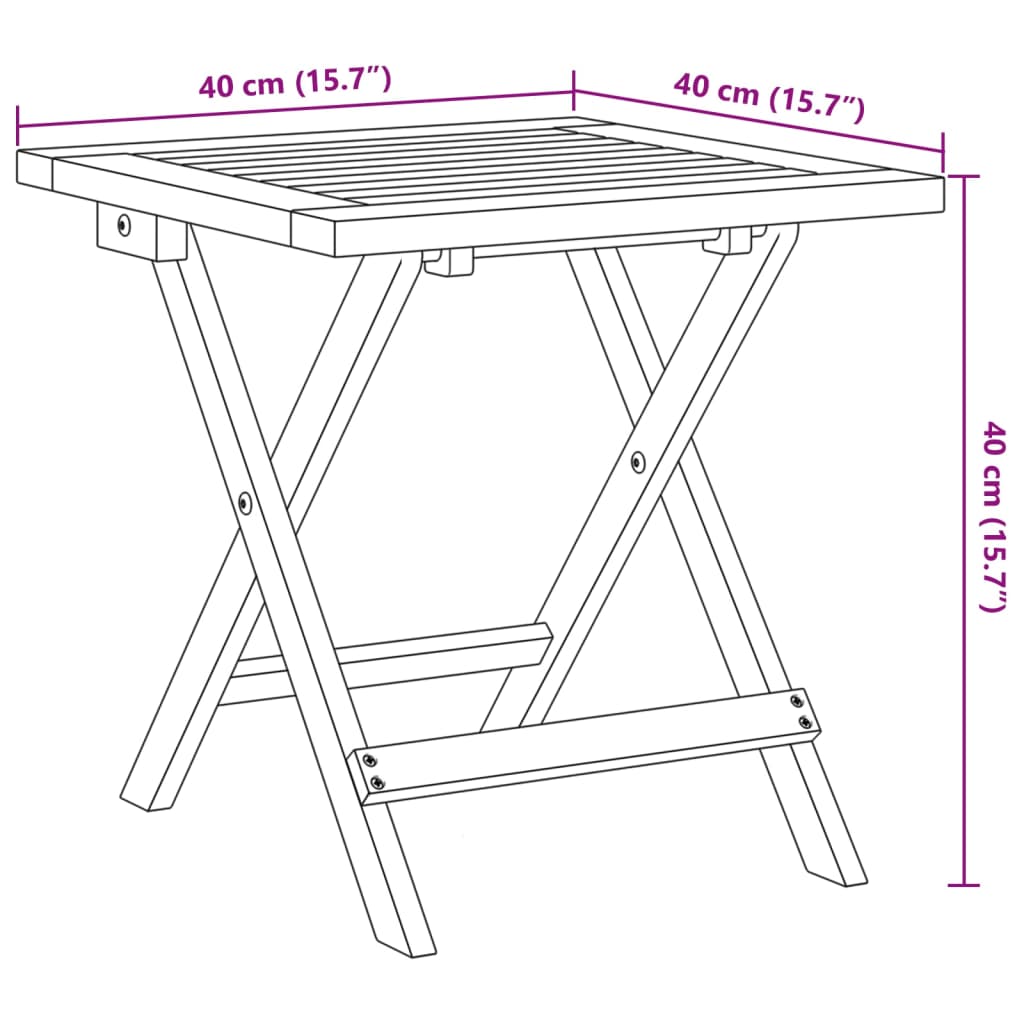 Chaises pliables de jardin lot de 2 et table rouge bois massif