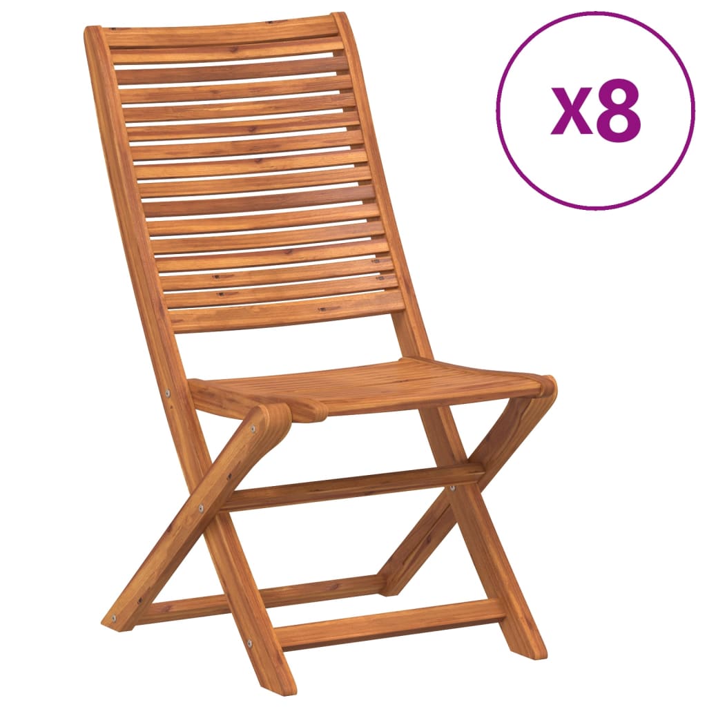 Chaises de jardin pliantes lot de 8 51x66x95 cm bois d'acacia