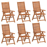 Chaises inclinables de jardin lot de 6 bois massif acacia