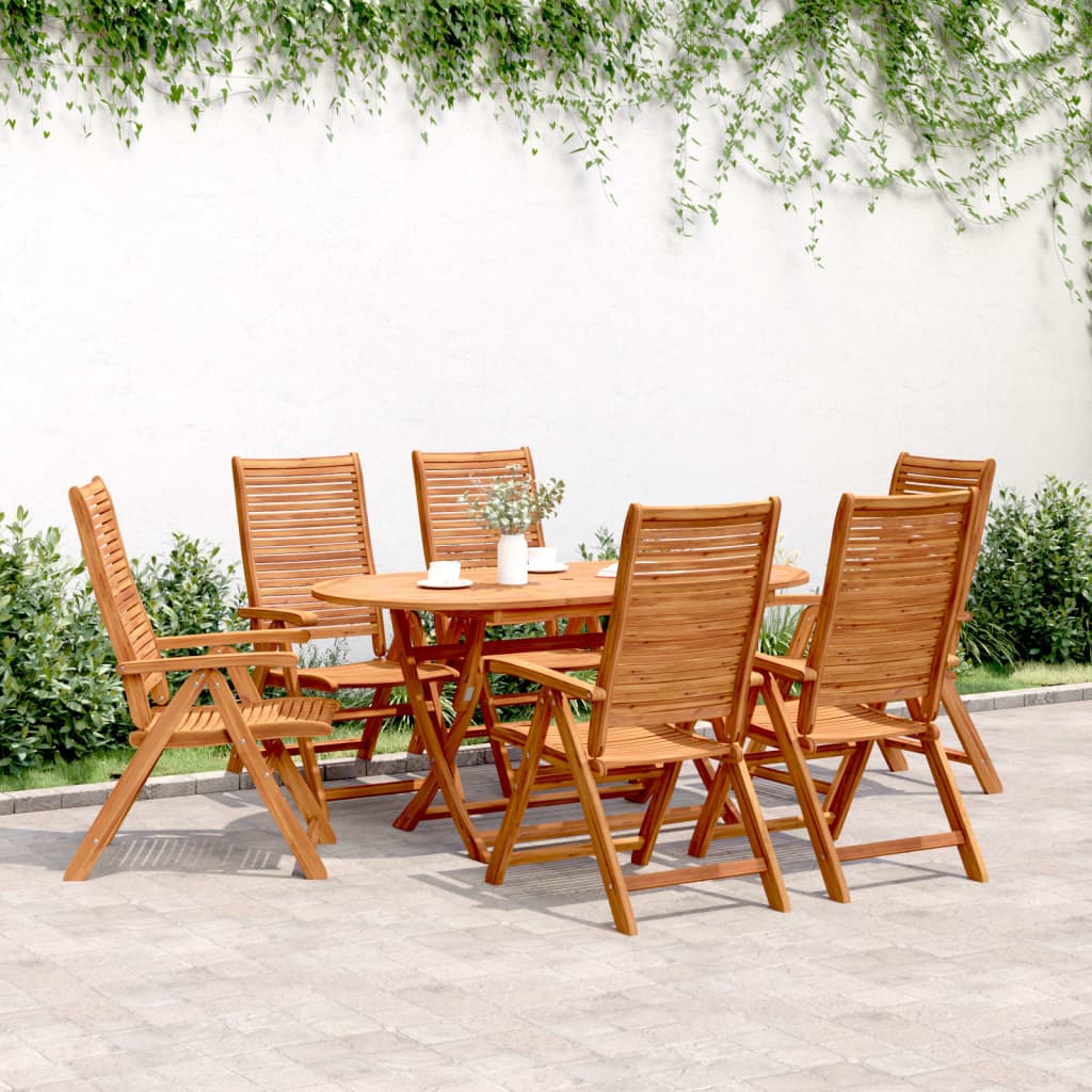 Chaises inclinables de jardin lot de 6 bois massif acacia