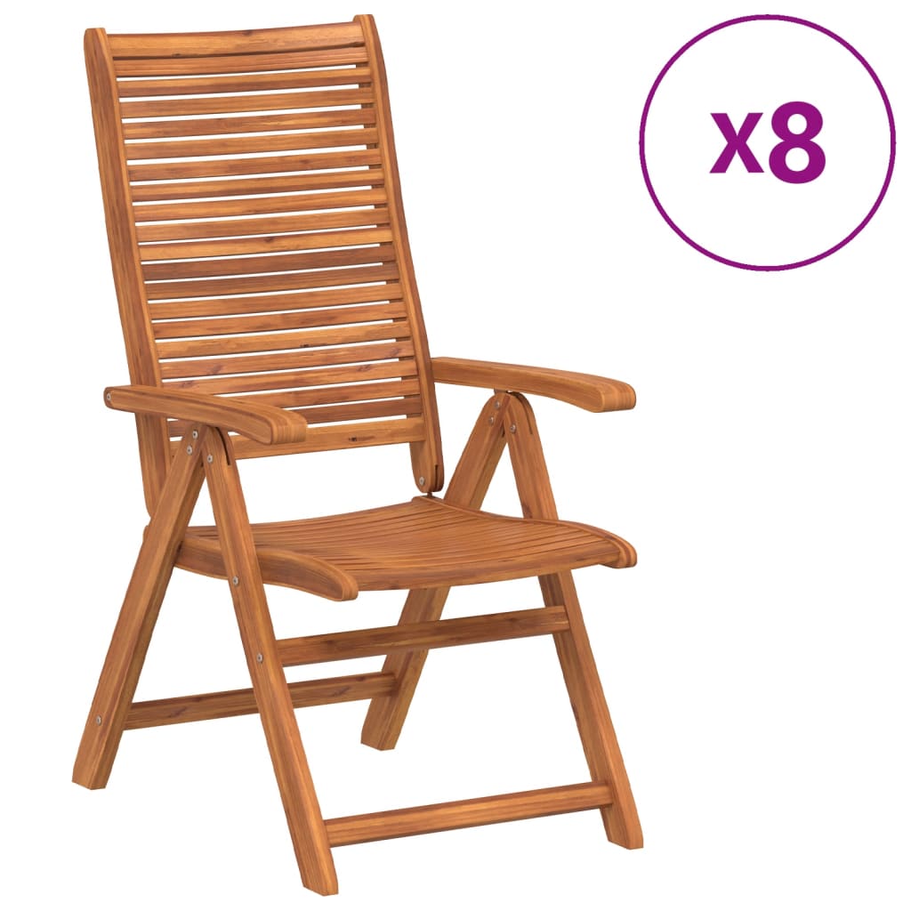 Chaises inclinables de jardin lot de 8 bois massif acacia