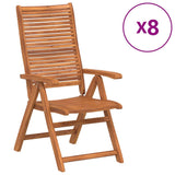 Chaises inclinables de jardin lot de 8 bois massif acacia