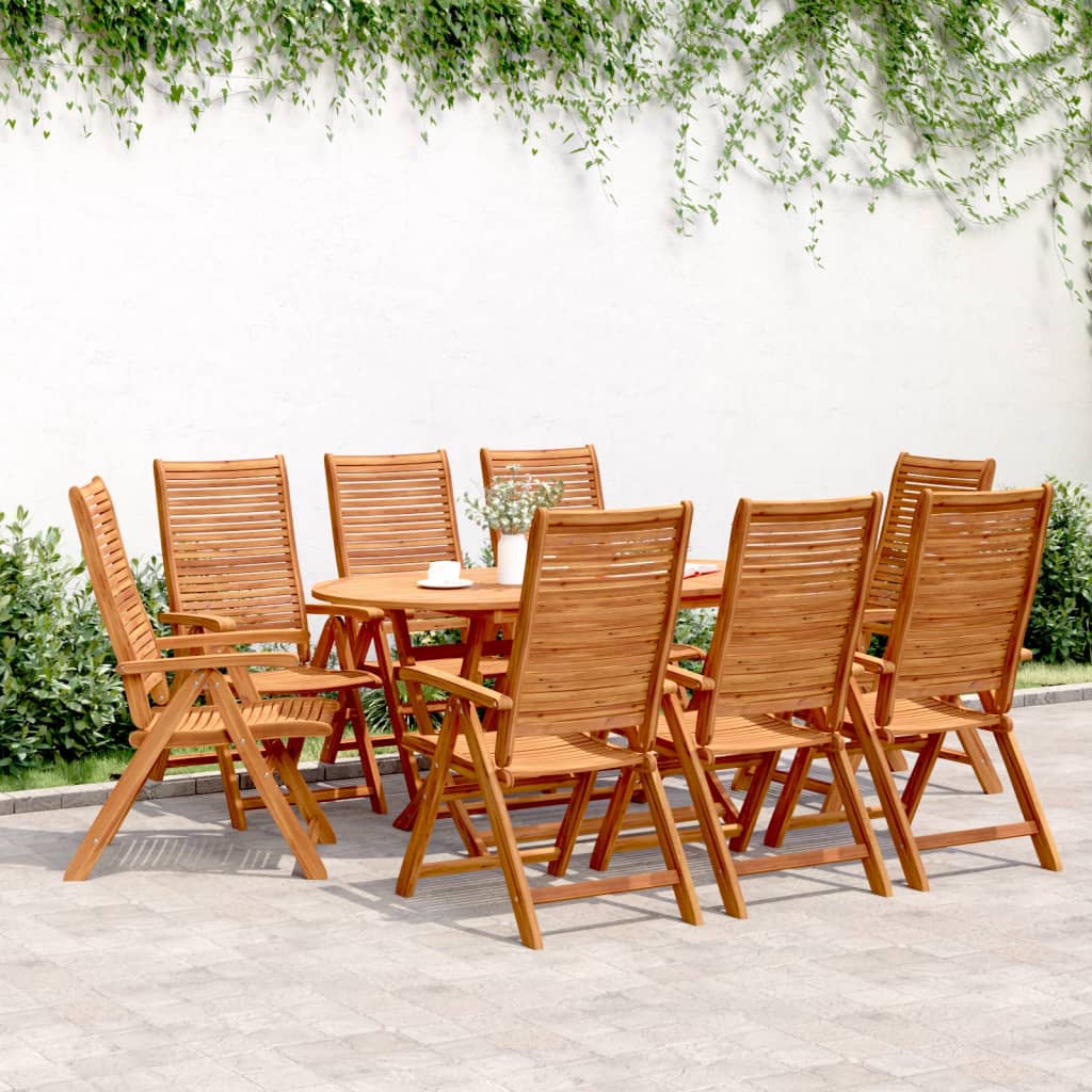 Chaises inclinables de jardin lot de 8 bois massif acacia