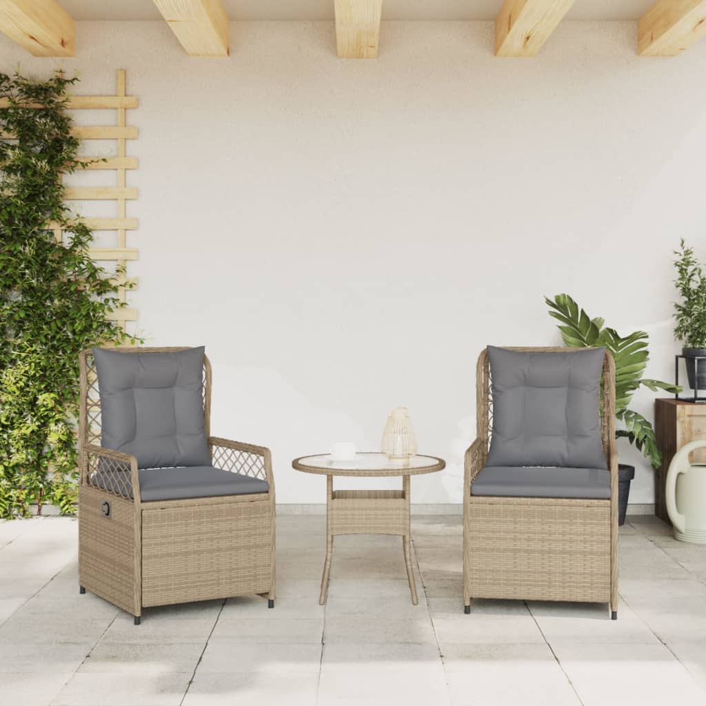 Chaises inclinables de jardin lot de 2 beige résine tressée