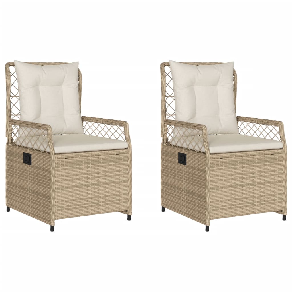 Chaises inclinables de jardin lot de 2 beige résine tressée