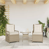 Chaises inclinables de jardin lot de 2 beige résine tressée