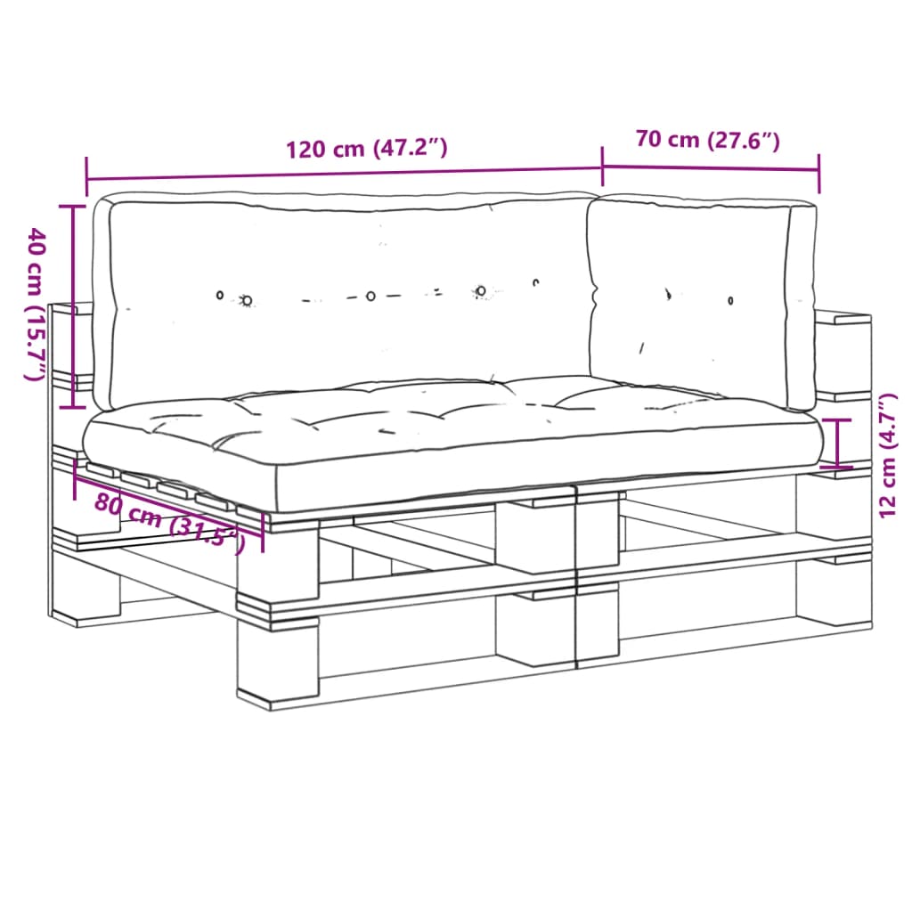 Coussins de palette lot de 3 anthracite tissu