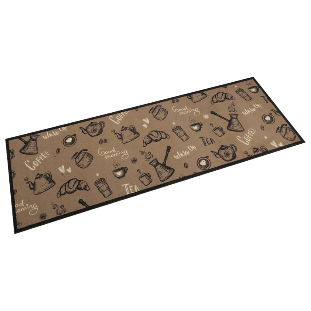 Tapis de cuisine lavable imprimé Morning brun 60x180 cm velours