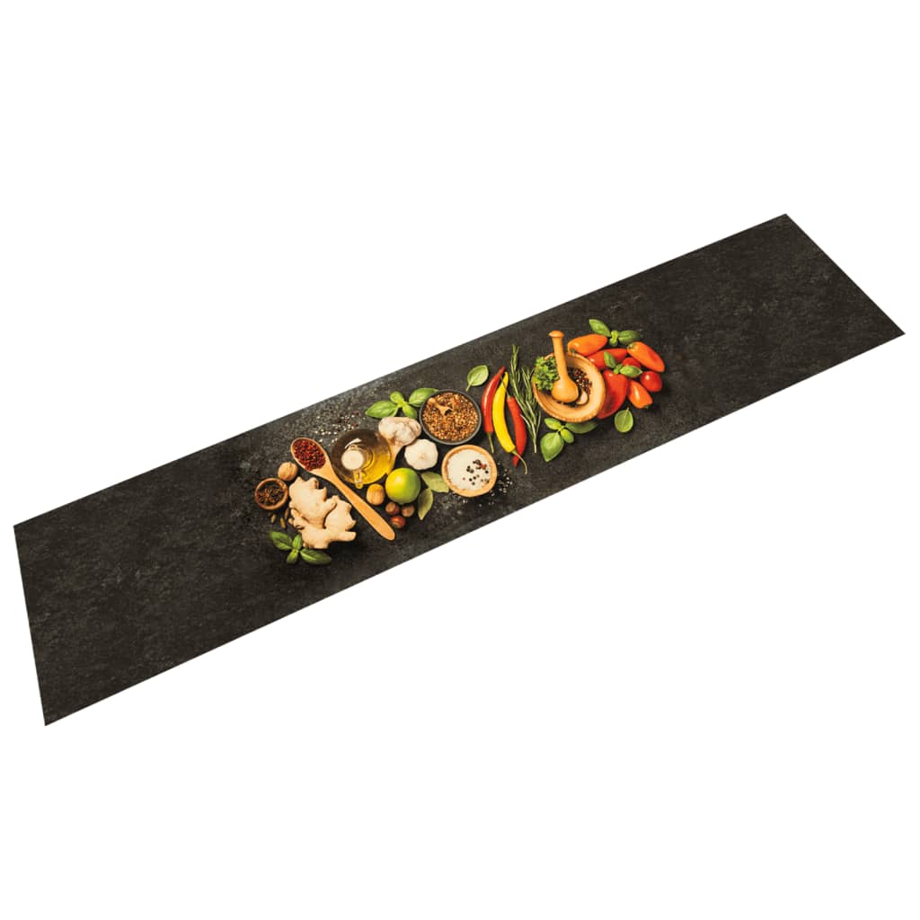 Tapis de cuisine lavable impression d'épices 60x300 cm velours