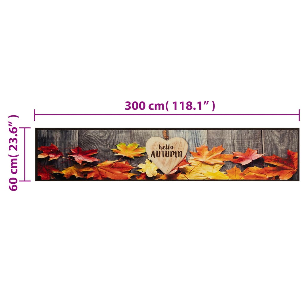 Tapis de cuisine lavable impression d'automne 60x300 cm velours