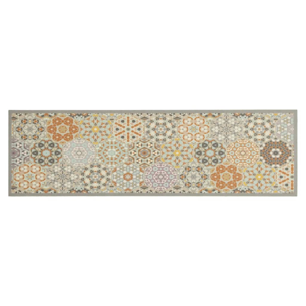 Tapis de cuisine lavable impression pastel hexagonale 45x150 cm