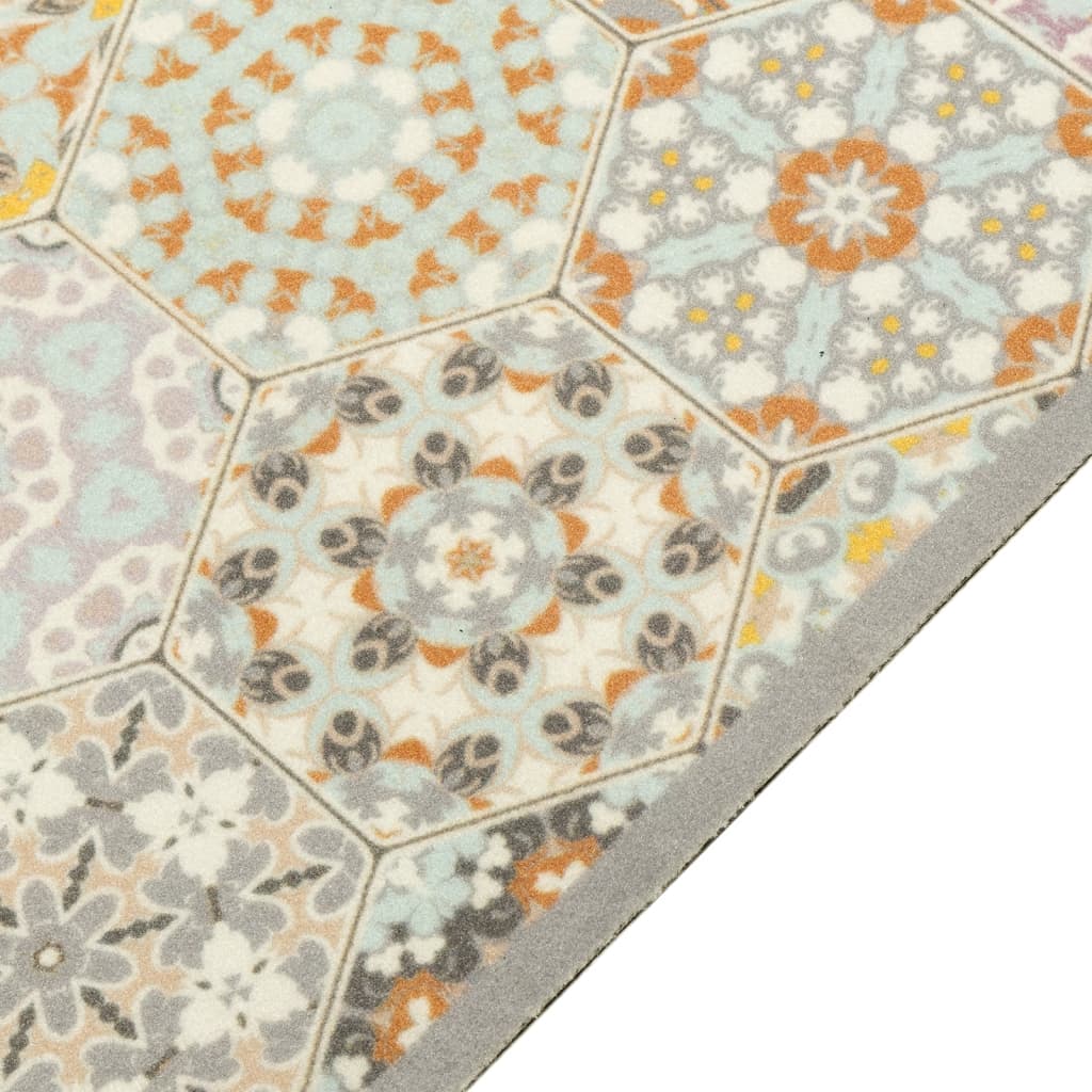 Tapis de cuisine lavable impression pastel hexagonale 45x150 cm