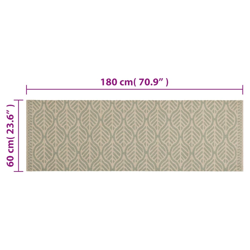 Tapis de cuisine lavable impression feuilles 60x180 cm velours