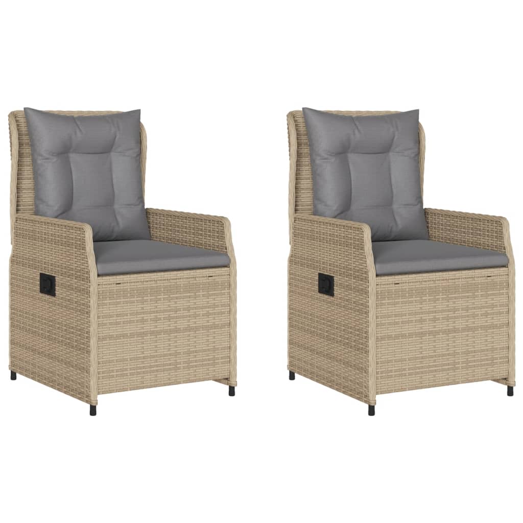 Chaises inclinables de jardin lot de 2 beige résine tressée