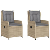 Chaises inclinables de jardin lot de 2 beige résine tressée