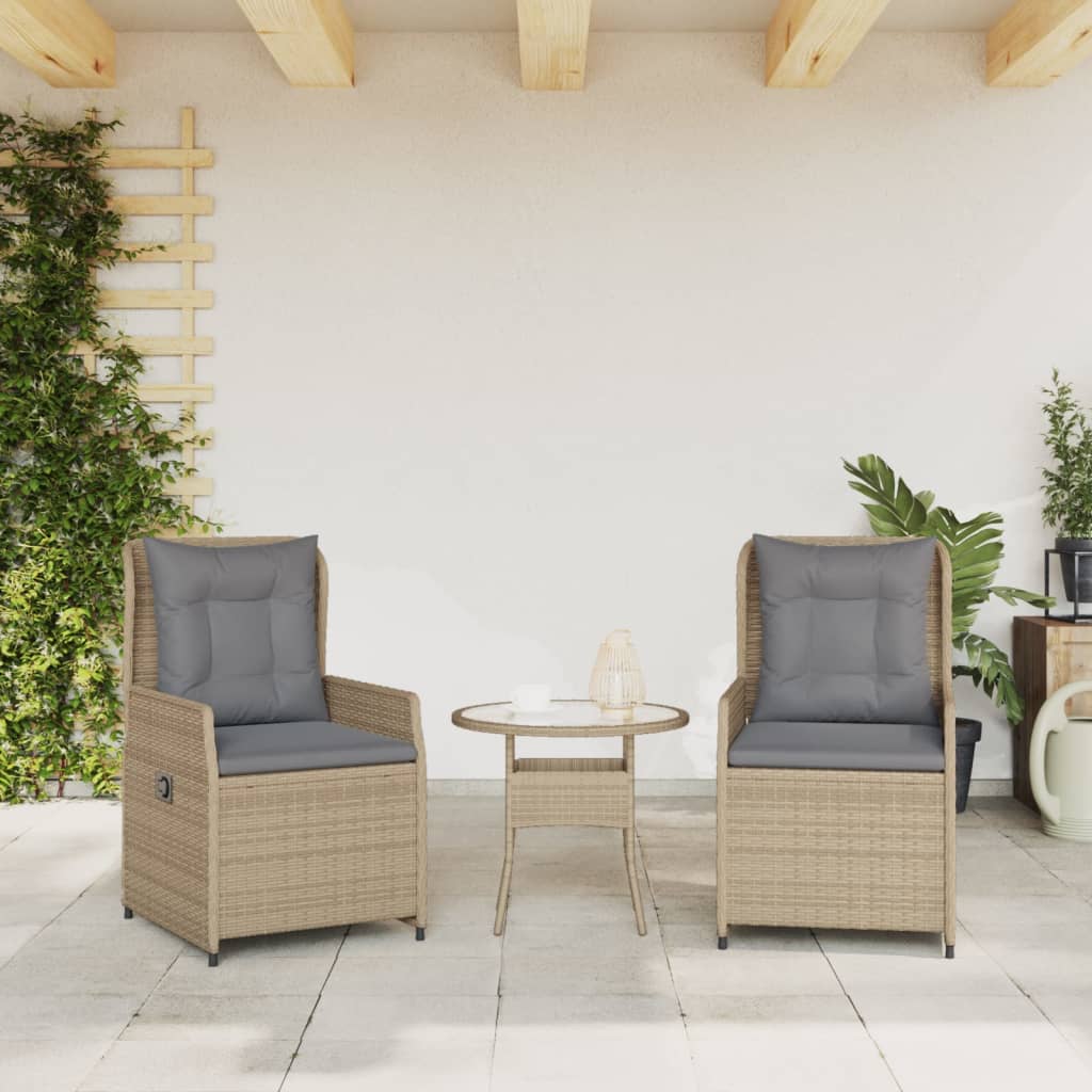 Chaises inclinables de jardin lot de 2 beige résine tressée