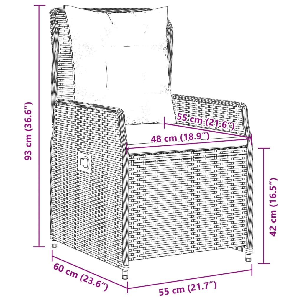 Chaises inclinables de jardin lot de 2 beige résine tressée