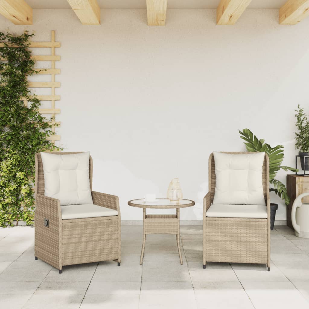 Chaises inclinables de jardin lot de 2 beige résine tressée