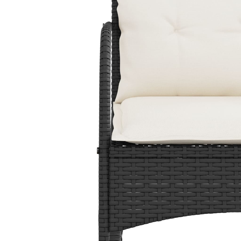 Chaise à bascule de jardin avec coussins noir résine tressée