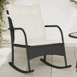 Chaise à bascule de jardin avec coussins noir résine tressée