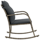 Chaise à bascule de jardin avec coussins gris résine tressée