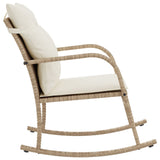 Chaise à bascule de jardin avec coussins beige résine tressée