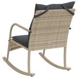 Chaise à bascule de jardin avec coussins gris clair poly rotin