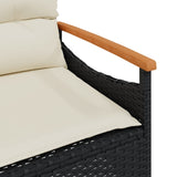 Banc de jardin avec coussins 116x62,5x74 cm noir résine tressée