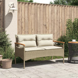 Banc de jardin avec coussins 116x62,5x74cm beige résine tressée