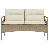 Banc de jardin avec coussins 116x62,5x74cm beige résine tressée