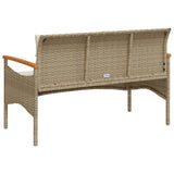 Banc de jardin avec coussins 116x62,5x74cm beige résine tressée