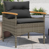 Salon de jardin avec coussins 3 pcs gris résine tressée