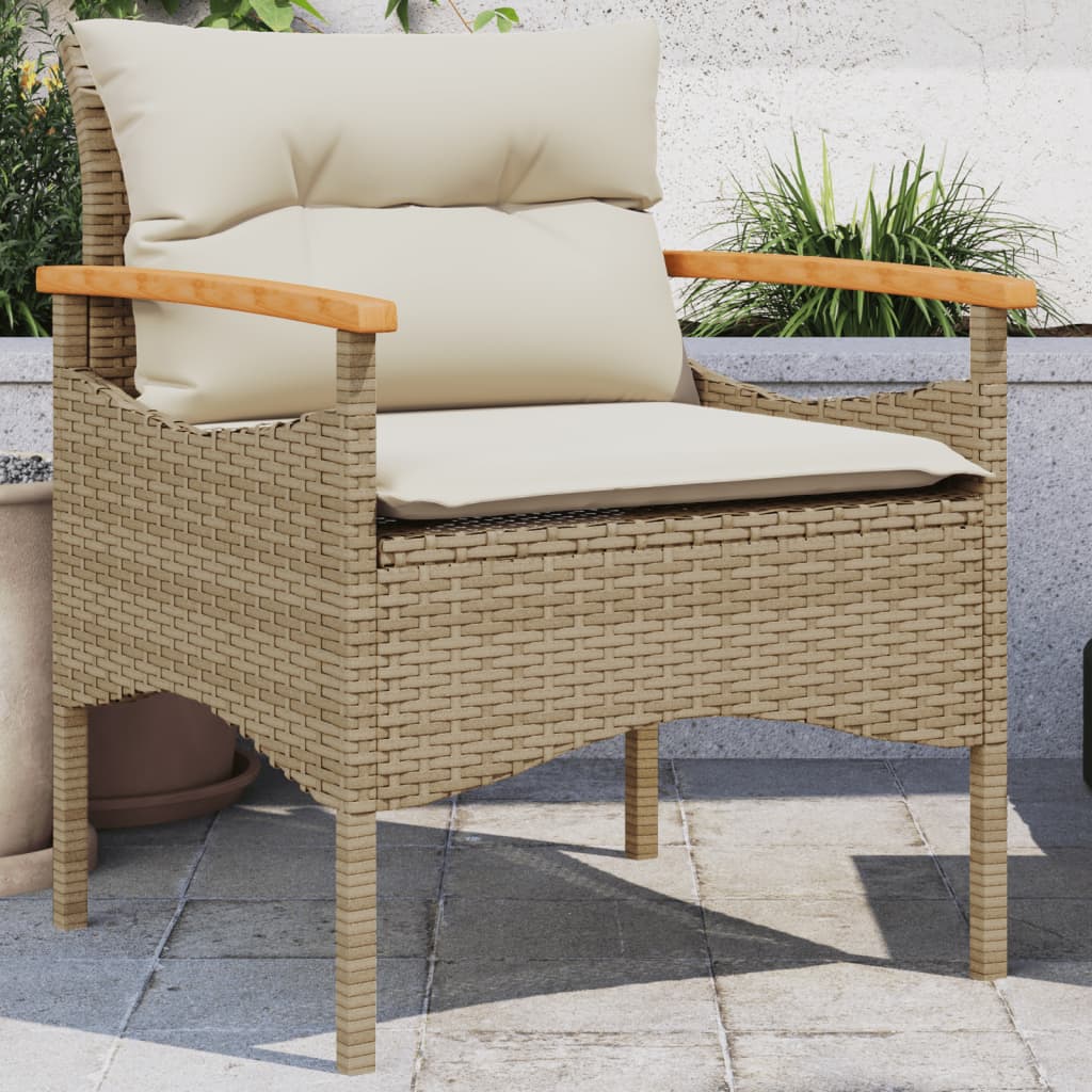 Salon de jardin avec coussins 3 pcs beige résine tressée