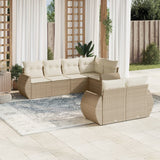 Salon de jardin avec coussins 7 pcs beige résine tressée