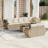 Salon de jardin avec coussins 9 pcs beige résine tressée