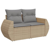 Garden furniture set with cushions 9 pcs beige woven resin