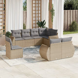 Salon de jardin avec coussins 8 pcs beige résine tressée