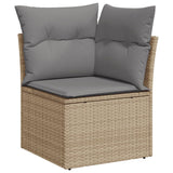 Garden furniture set with cushions 9 pcs beige woven resin