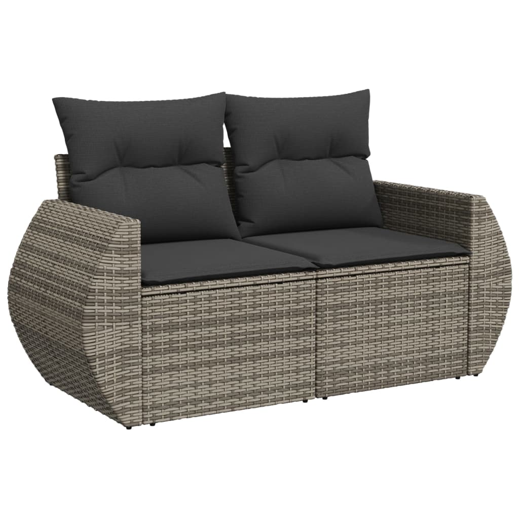 Salon de jardin avec coussins 7 pcs gris clair résine tressée