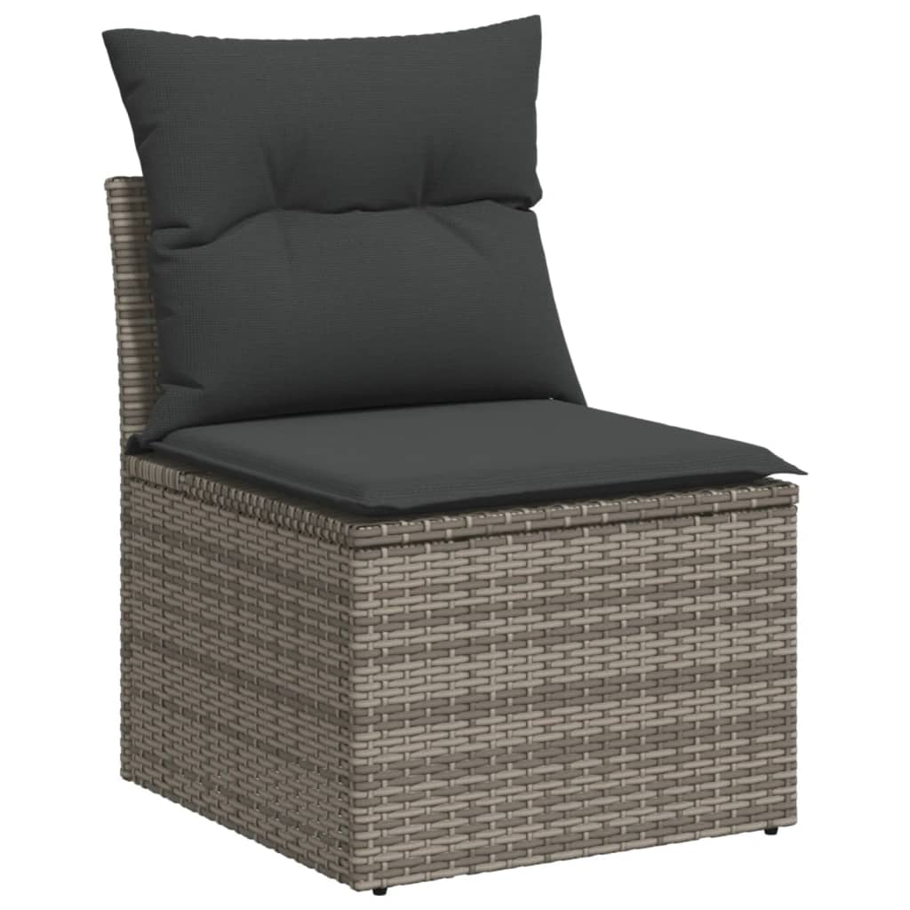 Salon de jardin avec coussins 7 pcs gris clair résine tressée