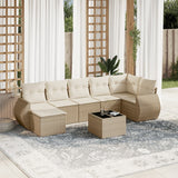 Salon de jardin avec coussins 8 pcs beige résine tressée